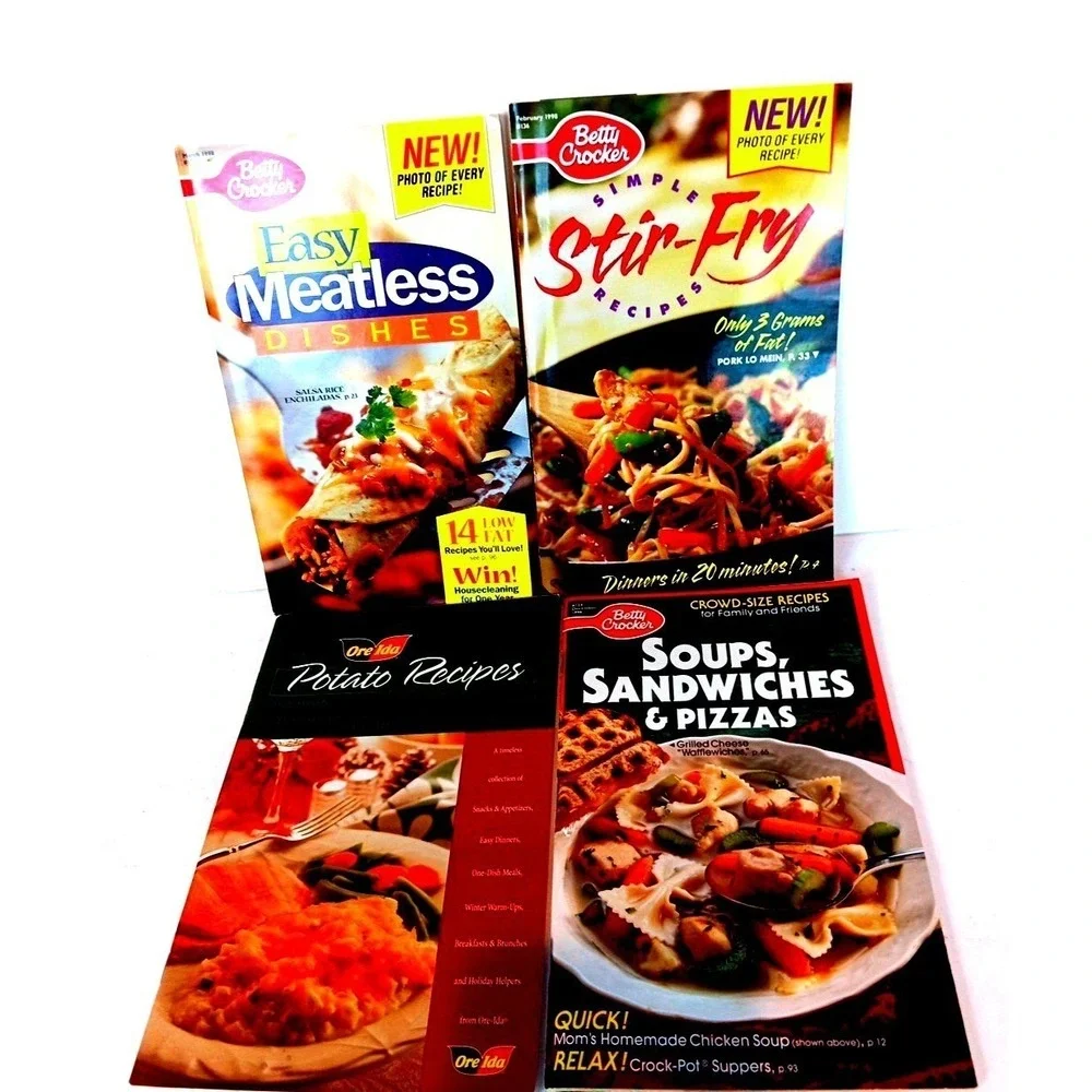 Lot of 4 Vintage Cookbook Magazines Betty Crocker Meals & IDA's Potato Recipes